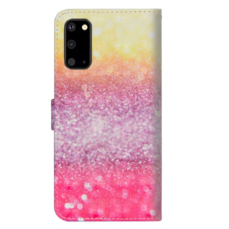 Flip Cover Samsung Galaxy S20 Mobilcover Gradient Magenta Glitter