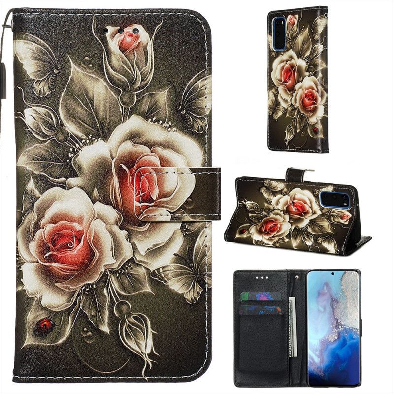 Flip Cover Samsung Galaxy S20 Mobilcover Gyldne Roser