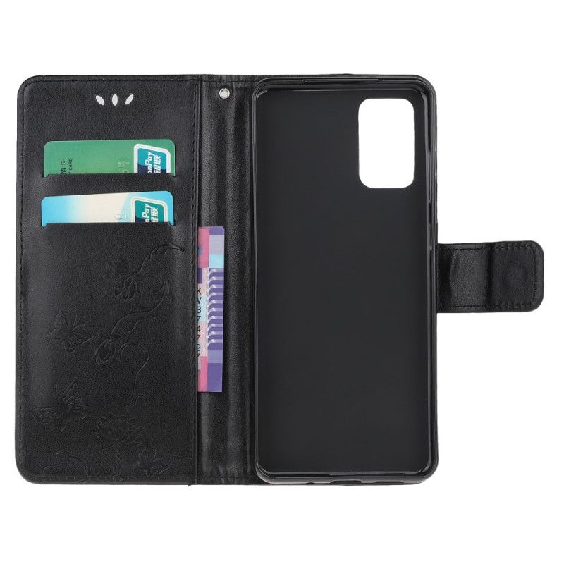 Flip Cover Samsung Galaxy S20 Sort Diskret Sommerfuglestrop