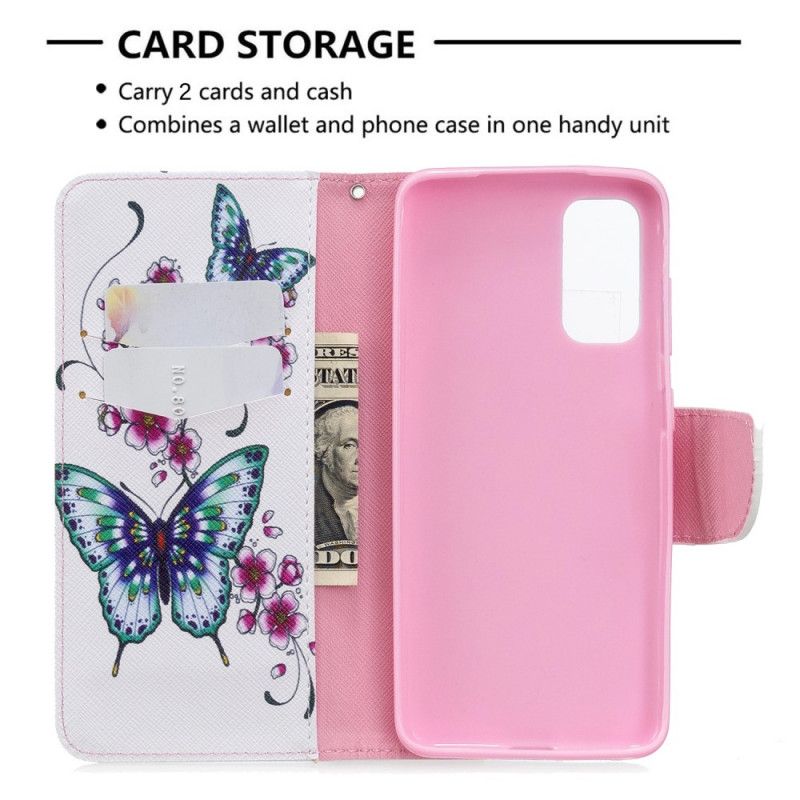 Flip Cover Samsung Galaxy S20 Sort Mobilcover Kongesommerfugle