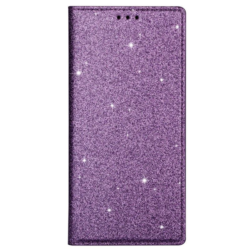 Læder Cover for Samsung Galaxy S20 Sort Glitter Stil