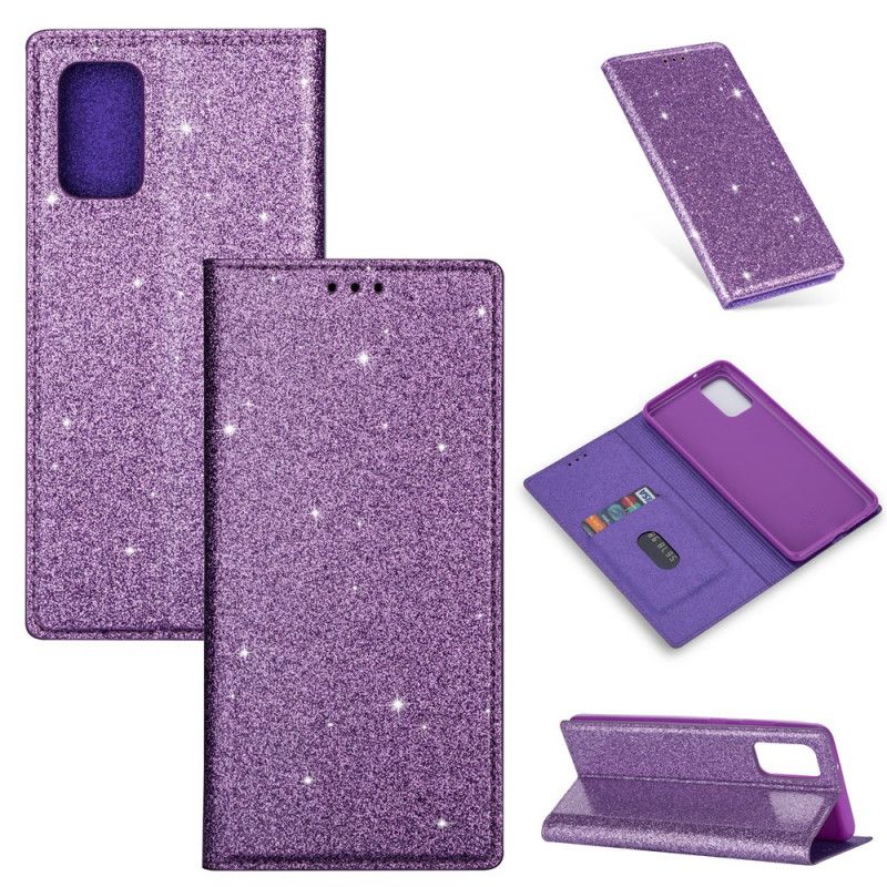 Læder Cover for Samsung Galaxy S20 Sort Glitter Stil