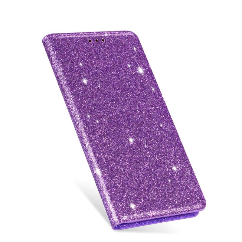 Læder Cover for Samsung Galaxy S20 Sort Glitter Stil