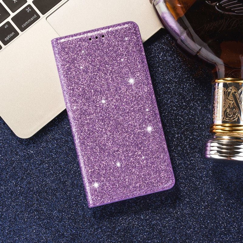 Læder Cover for Samsung Galaxy S20 Sort Glitter Stil