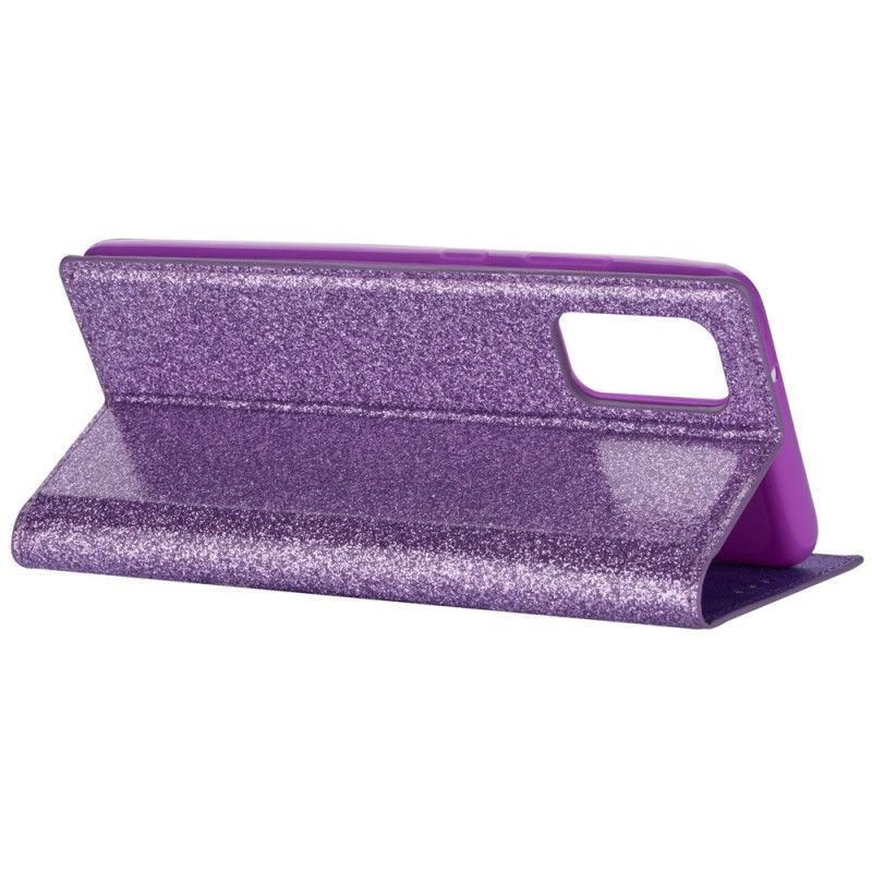 Læder Cover for Samsung Galaxy S20 Sort Glitter Stil