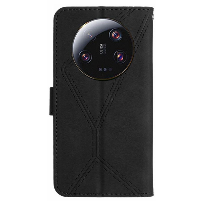 Flip Cover Xiaomi 14 Ultra Stribede Linier Og Prikker