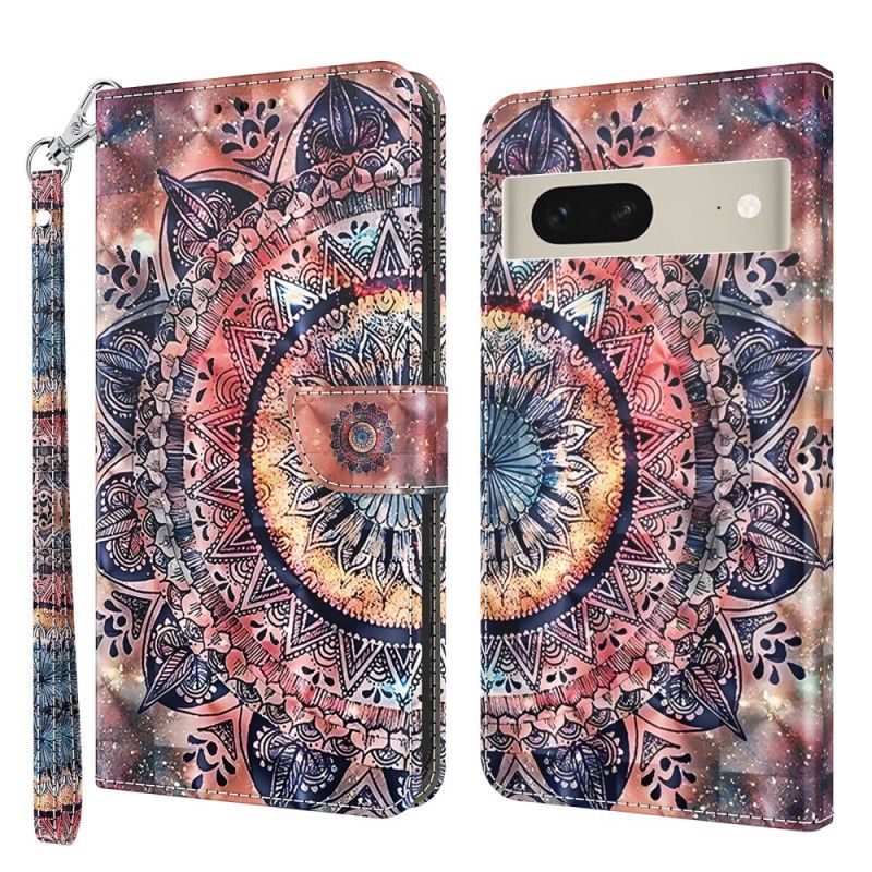 Flip Cover Google Pixel 8 Farverig Mandala Med Rem