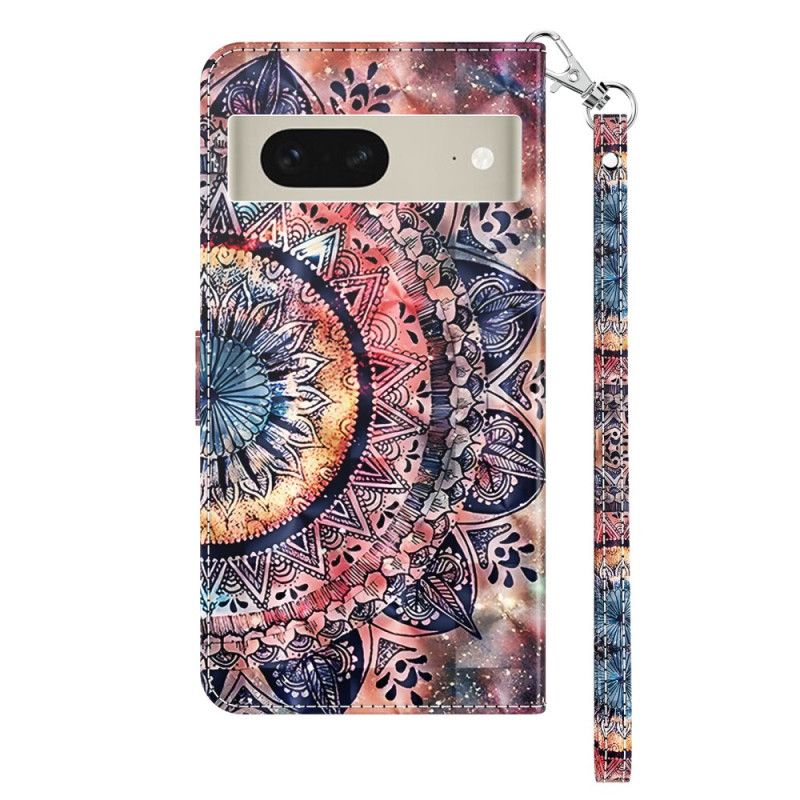 Flip Cover Google Pixel 8 Farverig Mandala Med Rem