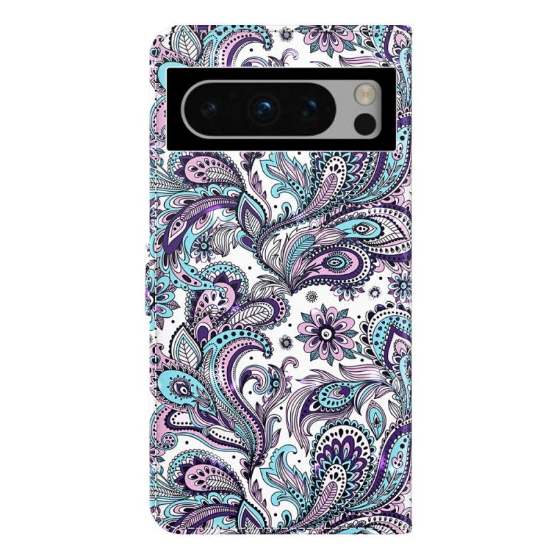 Læder Cover Google Pixel 8 Paisley Mønster Med Rem