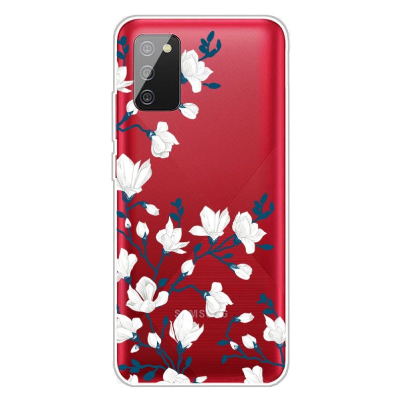 Cover for Samsung Galaxy A02s Hvide Blomster