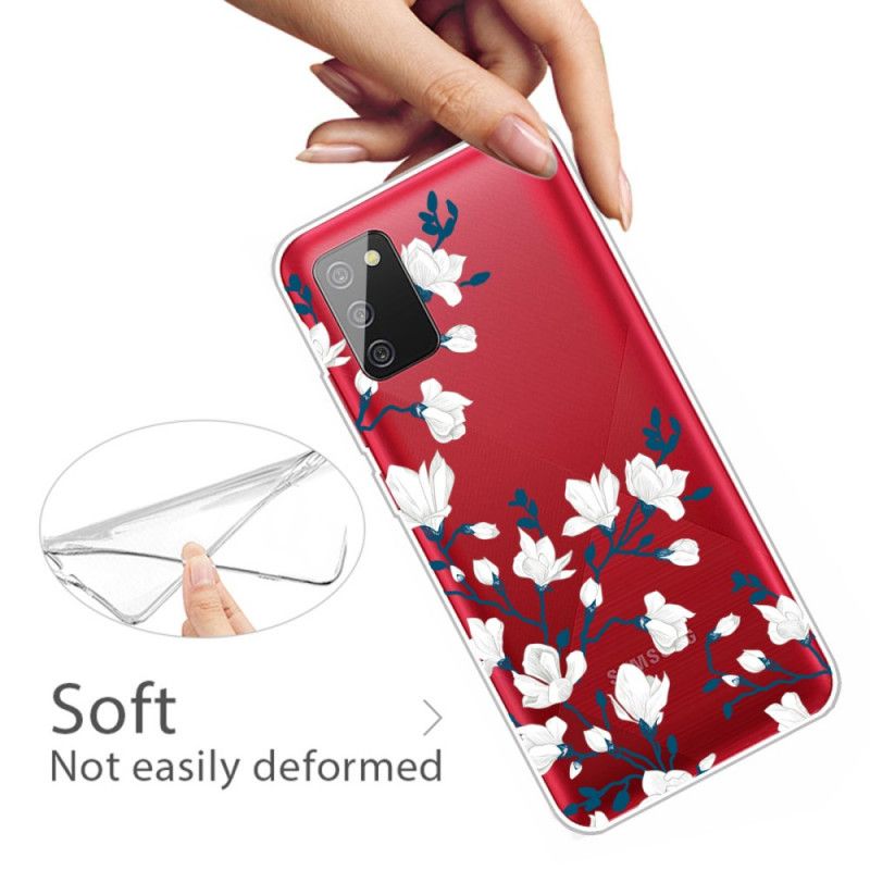 Cover for Samsung Galaxy A02s Hvide Blomster