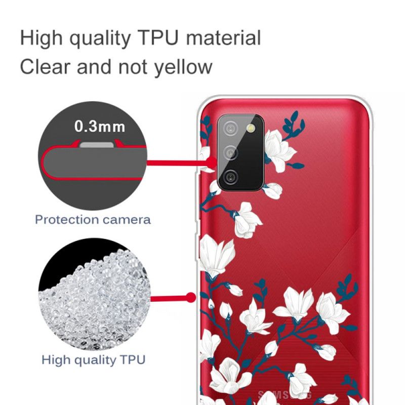 Cover for Samsung Galaxy A02s Hvide Blomster