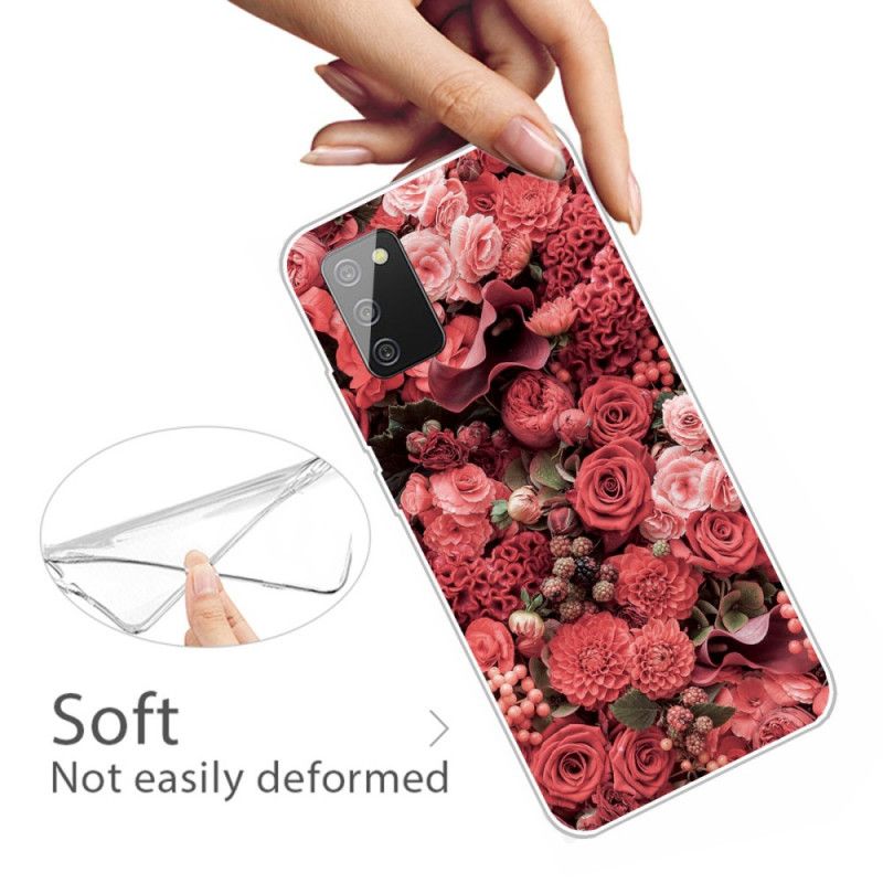 Cover for Samsung Galaxy A02s Rød Intense Blomster