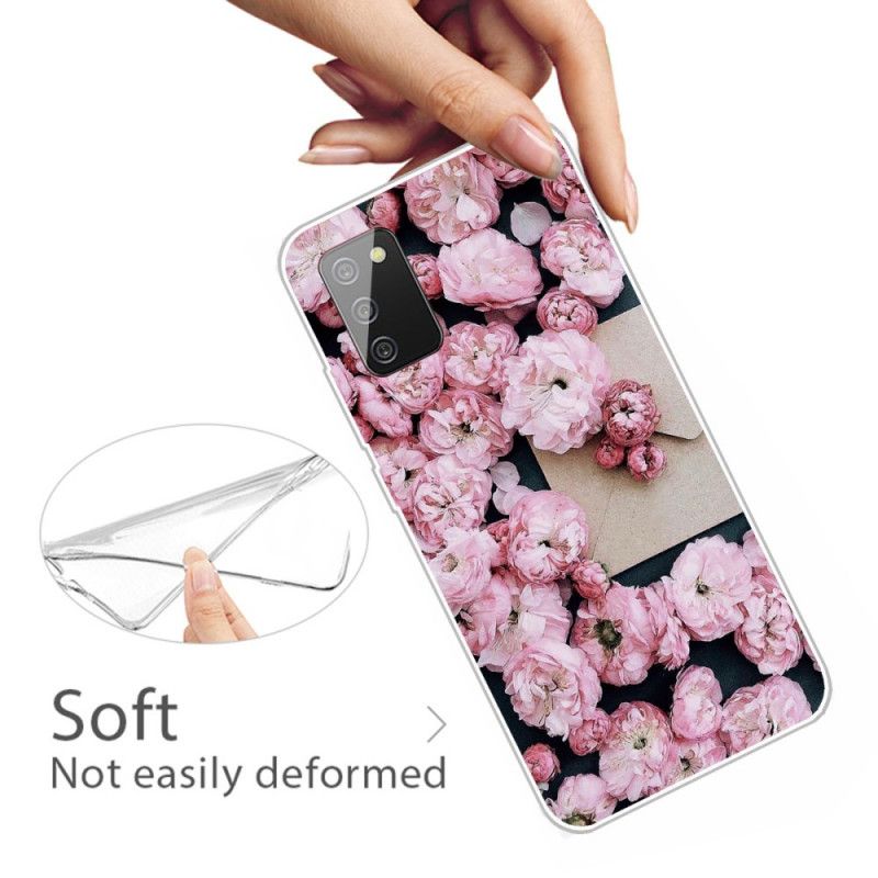 Cover for Samsung Galaxy A02s Rød Intense Blomster