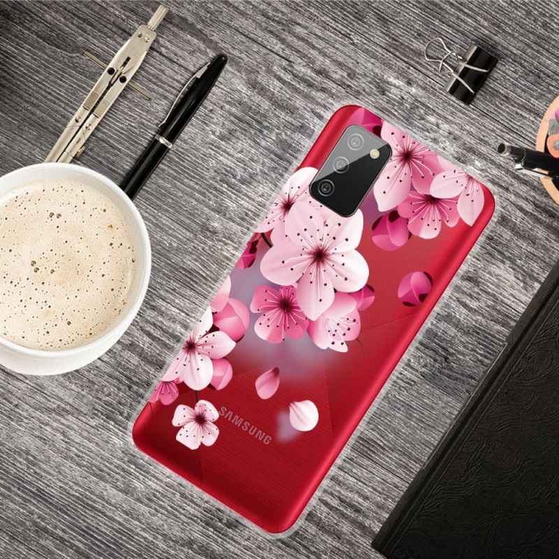 Cover for Samsung Galaxy A02s Små Lyserøde Blomster