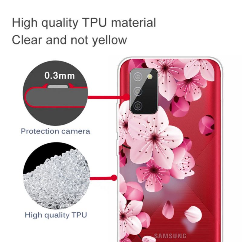 Cover for Samsung Galaxy A02s Små Lyserøde Blomster