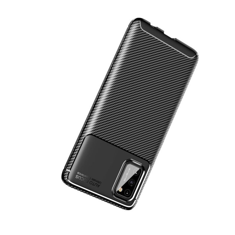 Cover for Samsung Galaxy A02s Sort Fleksibel Kulfibertekstur