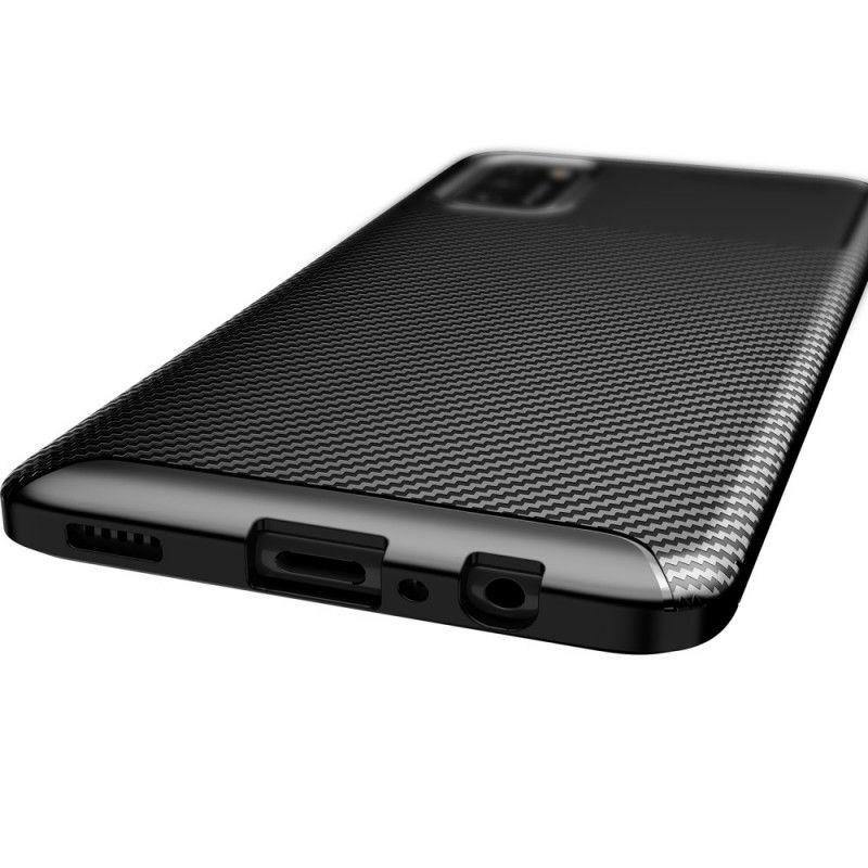 Cover for Samsung Galaxy A02s Sort Fleksibel Kulfibertekstur