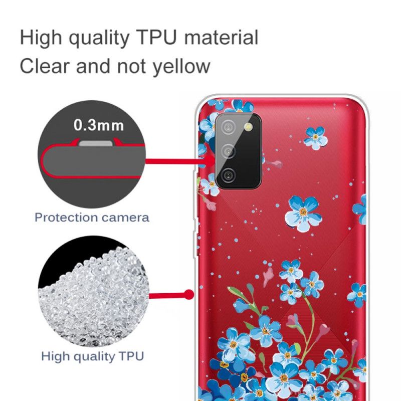 Cover Samsung Galaxy A02s Blå Blomster Beskyttelse