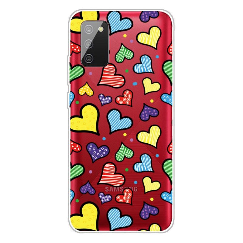 Cover Samsung Galaxy A02s Flerfarvede Hjerter