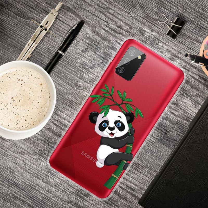 Cover Samsung Galaxy A02s Gennemsigtig Panda På Bambus