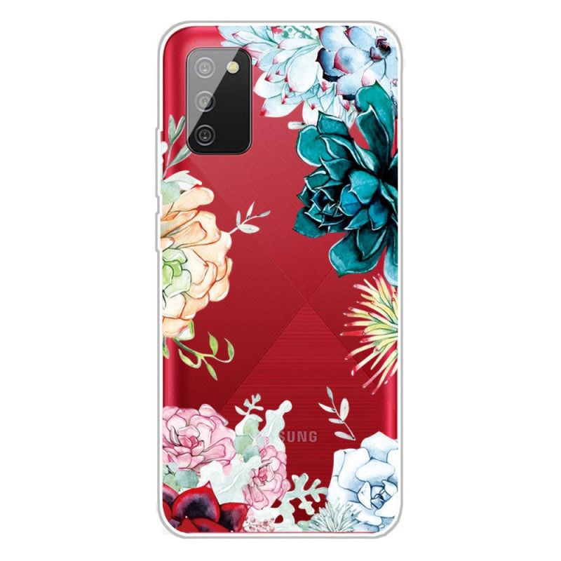 Cover Samsung Galaxy A02s Gennemsigtige Akvarelblomster Original