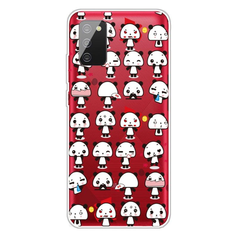 Cover Samsung Galaxy A02s Gennemsigtige Sjove Pandaer