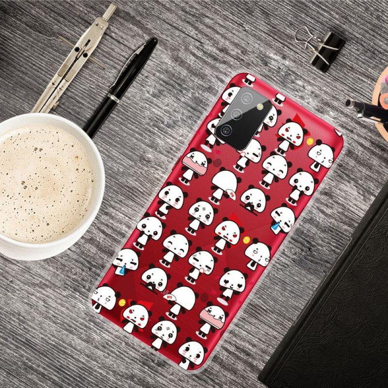 Cover Samsung Galaxy A02s Gennemsigtige Sjove Pandaer