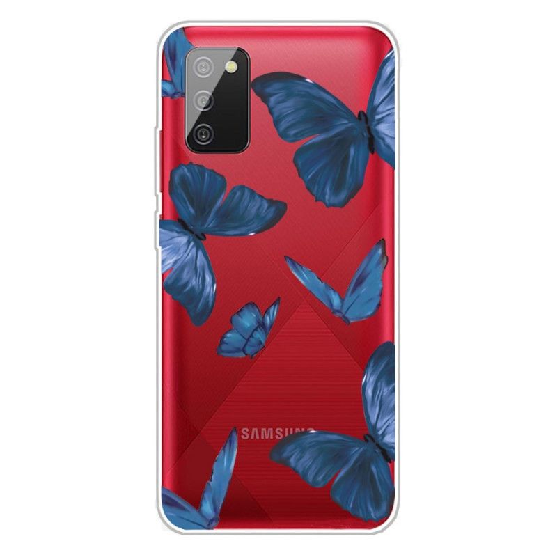 Cover Samsung Galaxy A02s Lyserød Mobilcover Vilde Sommerfugle