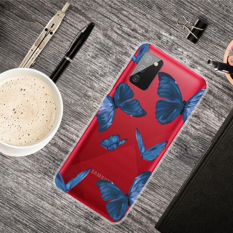 Cover Samsung Galaxy A02s Lyserød Mobilcover Vilde Sommerfugle