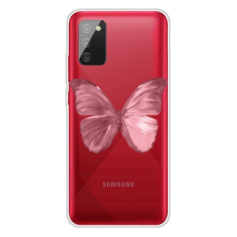 Cover Samsung Galaxy A02s Lyserød Mobilcover Vilde Sommerfugle