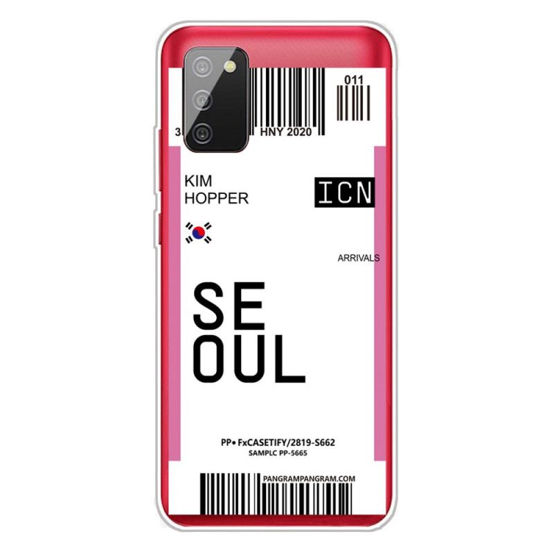 Cover Samsung Galaxy A02s Magenta Boardingkort Til Seoul