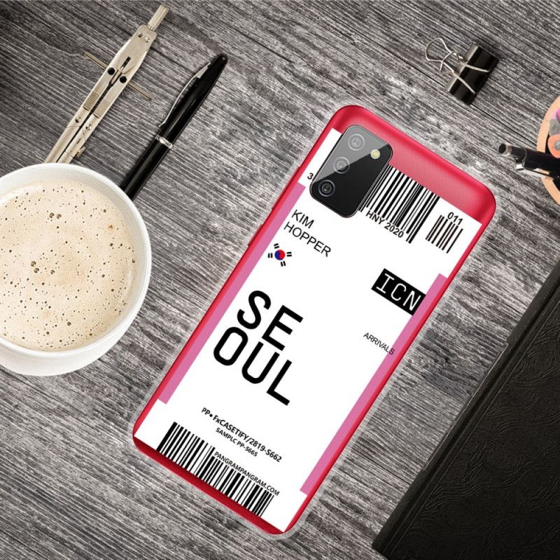 Cover Samsung Galaxy A02s Magenta Boardingkort Til Seoul