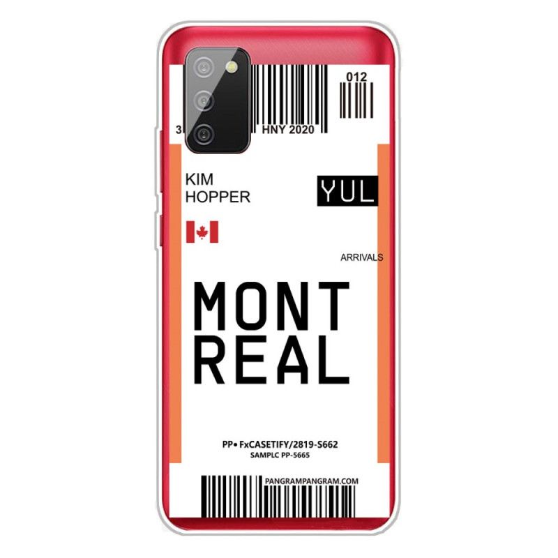 Cover Samsung Galaxy A02s Mobilcover Boardingkort Til Montreal