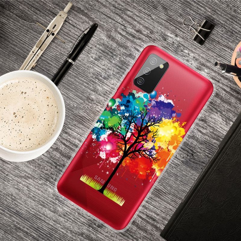 Cover Samsung Galaxy A02s Mobilcover Gennemsigtigt Akvareltræ