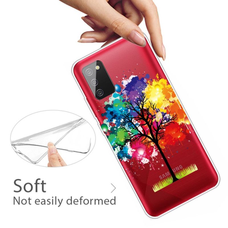 Cover Samsung Galaxy A02s Mobilcover Gennemsigtigt Akvareltræ