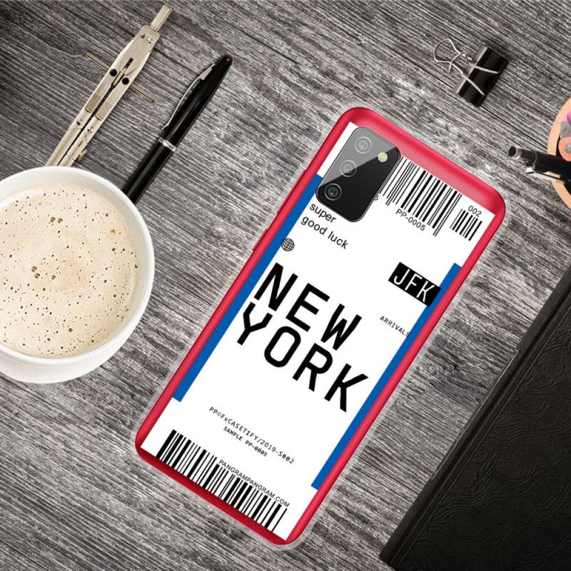 Cover Samsung Galaxy A02s Sort Boardingkort Til New York