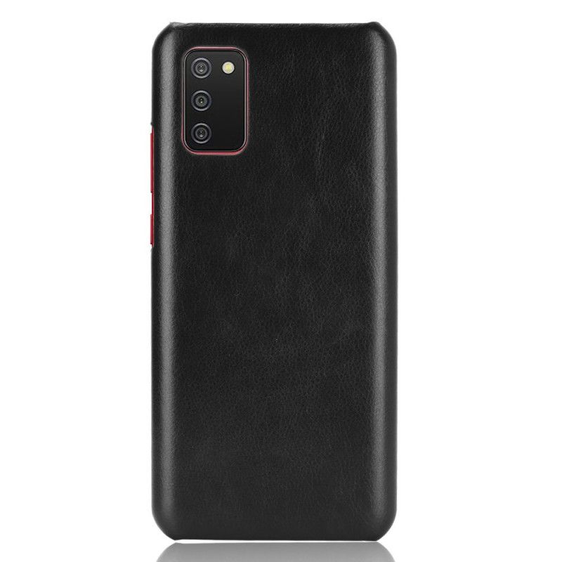 Cover Samsung Galaxy A02s Sort Litchi-Lædereffekt Beskyttelse