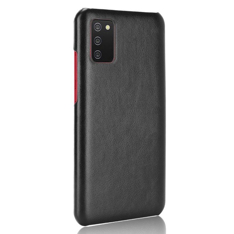 Cover Samsung Galaxy A02s Sort Litchi-Lædereffekt Beskyttelse