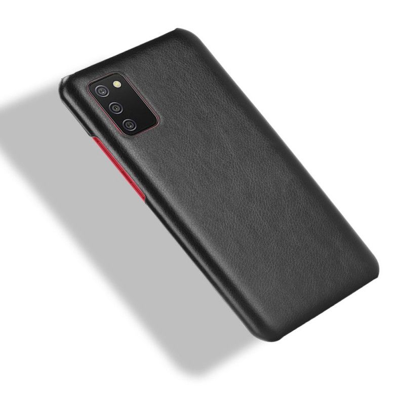 Cover Samsung Galaxy A02s Sort Litchi-Lædereffekt Beskyttelse