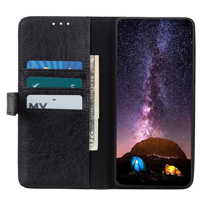 Flip Cover Læder for Samsung Galaxy A02s Sort Imiteret Læder Næsehorn Stil