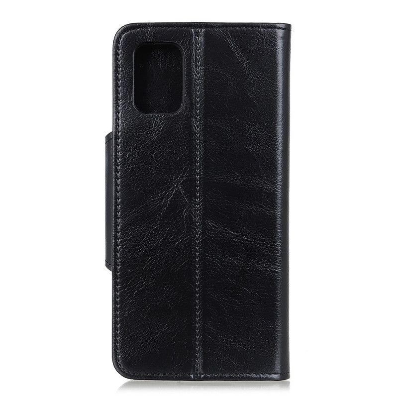 Flip Cover Læder for Samsung Galaxy A02s Sort Khazneh Skinnende Kunstlæder