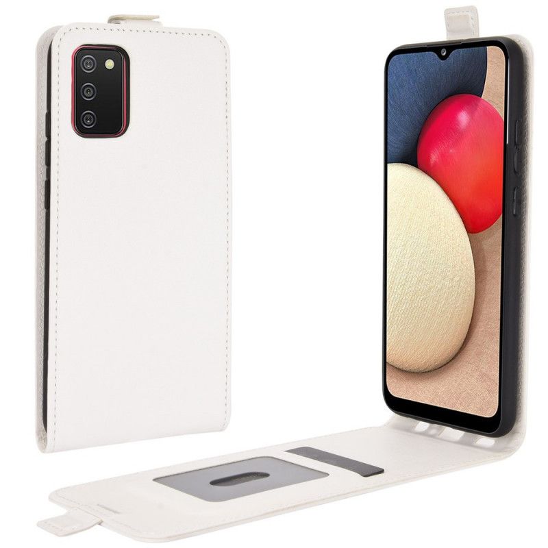 Flip Cover Læder for Samsung Galaxy A02s Sort Lodret Lædereffektklap