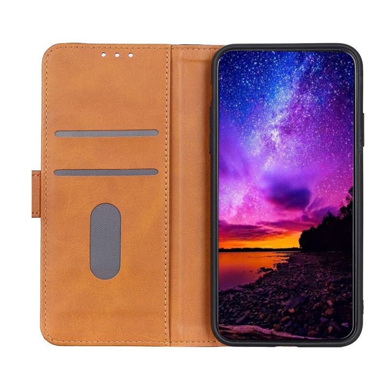 Flip Cover Læder for Samsung Galaxy A02s Sort Sømme I Lycheskind