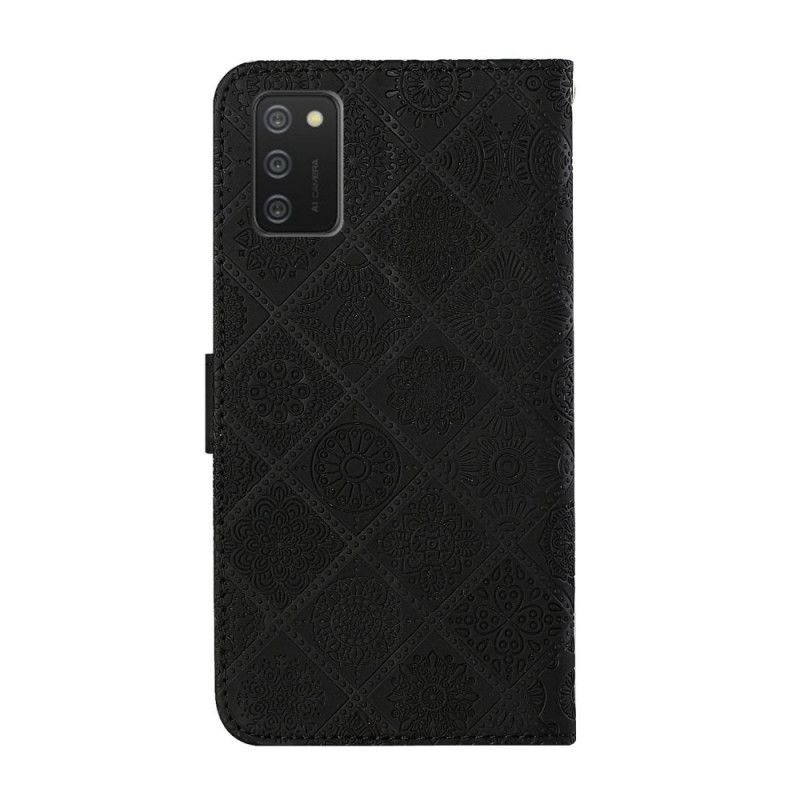 Flip Cover Samsung Galaxy A02s Sort Tapetmønster