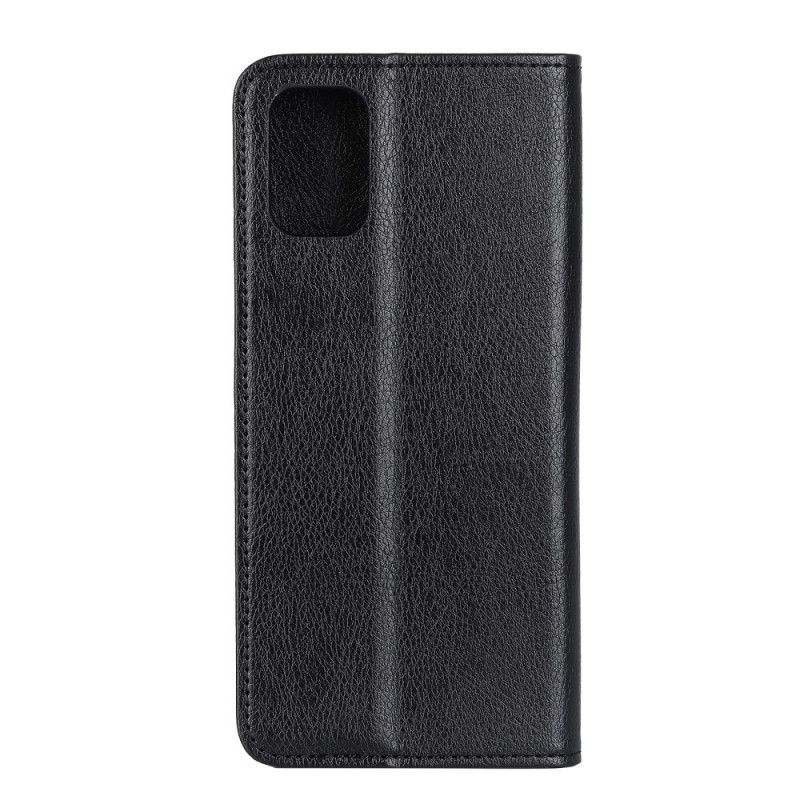 Læder Cover Samsung Galaxy A02s Sort Elegant Split Lychee Læder Beskyttelse