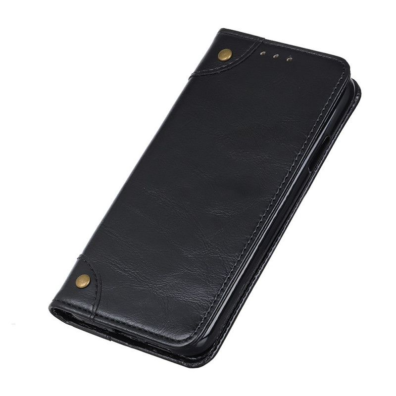 Læder Cover Samsung Galaxy A02s Sort Vintage Split Læder Nitter