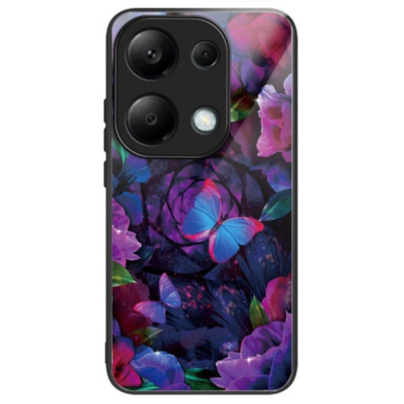 Cover Xiaomi Redmi Note 13 Pro 4g Telefon Etui Farverige Sommerfugle I Hærdet Glas