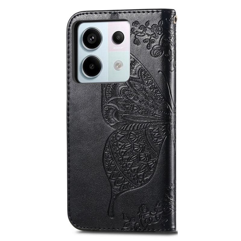 Flip Cover Xiaomi Redmi Note 13 Pro 4g Barok Sommerfugl Med Rem