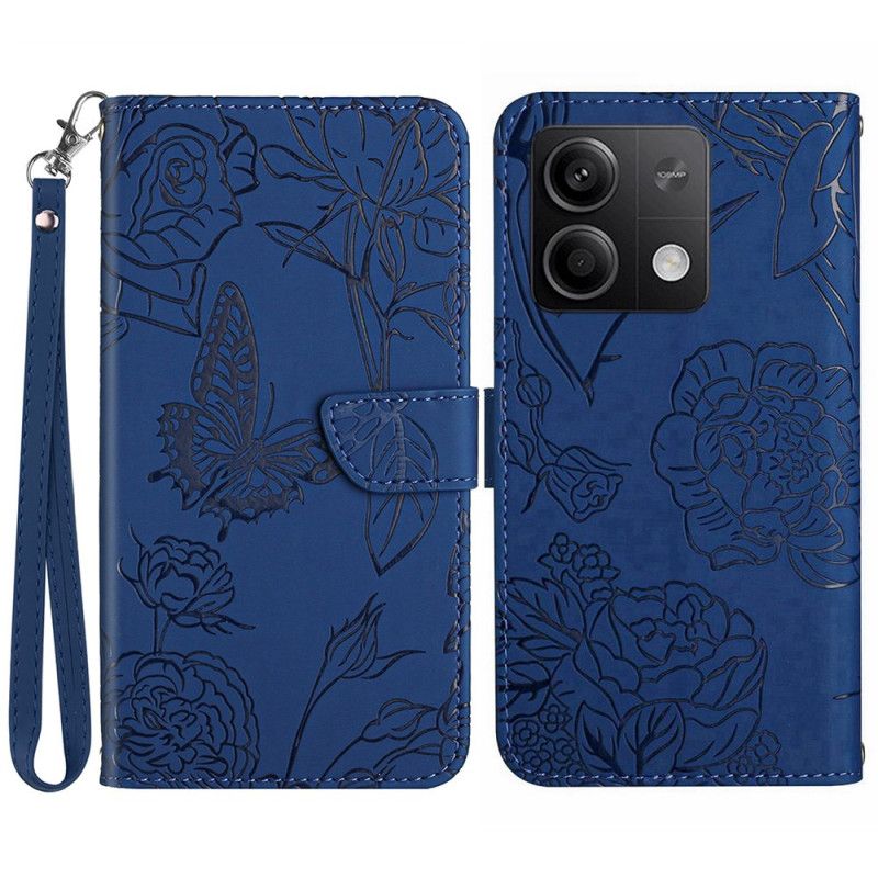 Flip Cover Xiaomi Redmi Note 13 Pro 4g Sommerfugletryk Med Rem